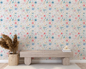 Delicate Watercolor Flower Wall Covering