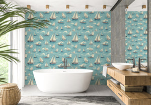 Blue Boat Wallpaper