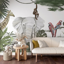 Cargar imagen en el visor de la galería, Jungle Safari Wallpaper for Kids&#39; Bedroom in a Playful and Colorful Design
