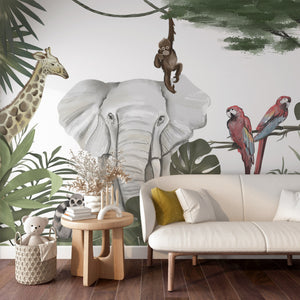 Jungle Safari Wallpaper for Kids' Bedroom in a Playful and Colorful Design