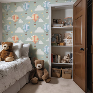 Vibrant Air Balloon Wall Covering for Kids' Room