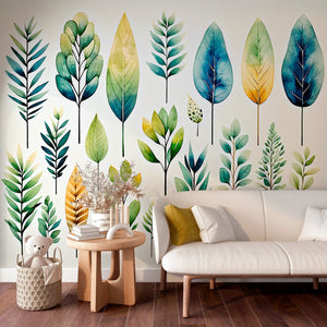 Watercolor Plants Wall Covering