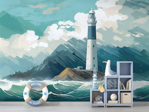 Coastal Living Room Wallpaper Mural with J M W Turner Style