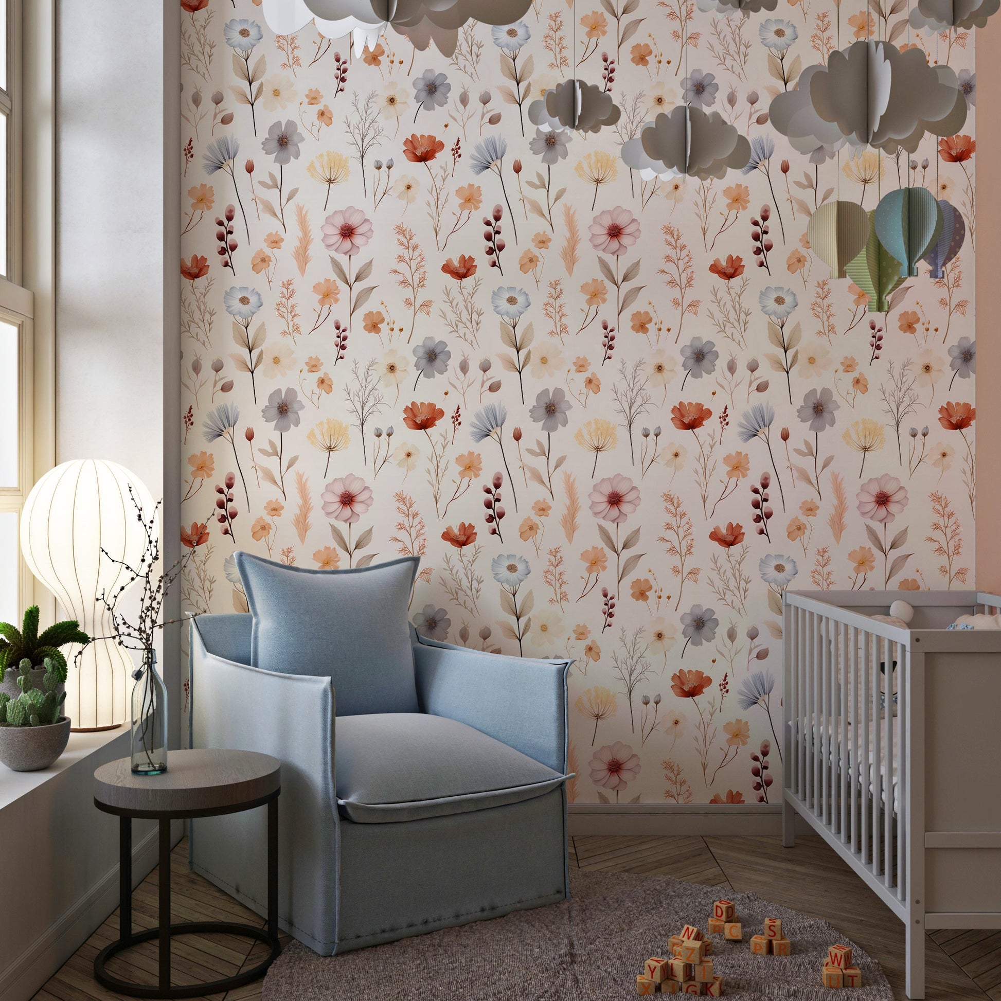 Whimsical Botanical Pattern Wallpaper