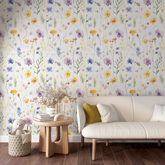 Removable Watercolor Wall Decor - Serene Floral Design