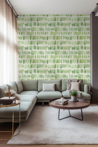 Timeless Green Watercolor Dashes Mural