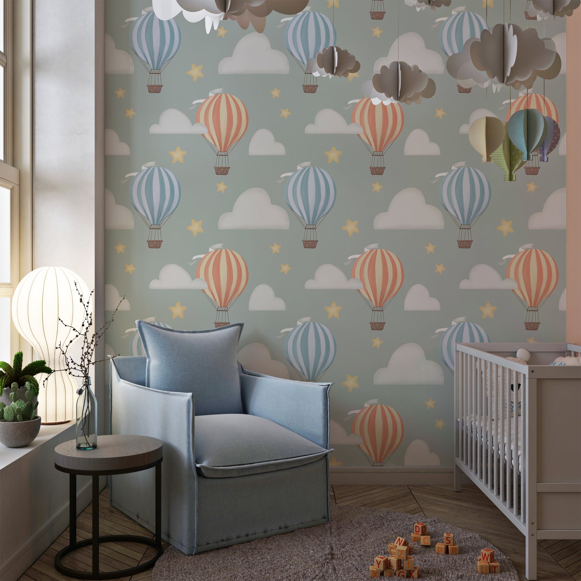 Playful and Imaginative Nursery Wallpaper with Balloons