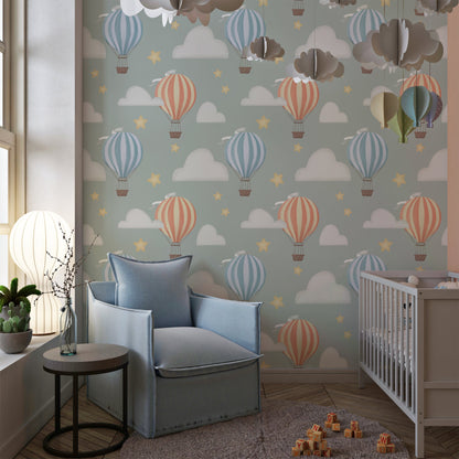 Playful and Imaginative Nursery Wallpaper with Balloons