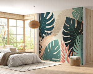 Tropical Monstera Leaf Mural