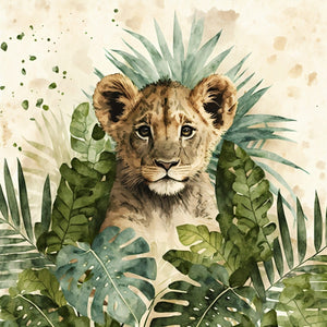 Watercolor Baby Lion Cub Mural