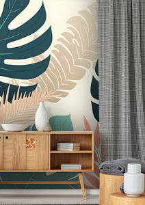 Tropical Monstera Leaf Mural