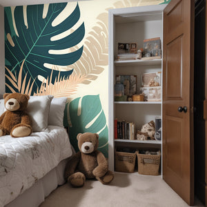 Tropical Monstera Leaf Mural