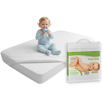 Jacquard Bamboo Crib Mattress Protector 52x28 in