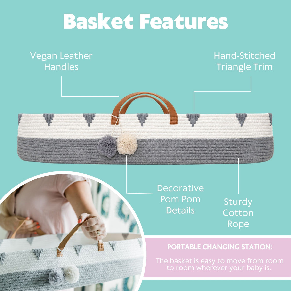 Cotton Rope Baby Changing Basket Set