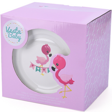 Laden Sie das Bild in den Galerie-Viewer, 3 Piece Kids Ceramic Dinnerware Set - Flamingo
