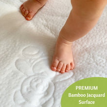 Load image into Gallery viewer, Jacquard Bamboo Crib Mattress Protector 52x28 in
