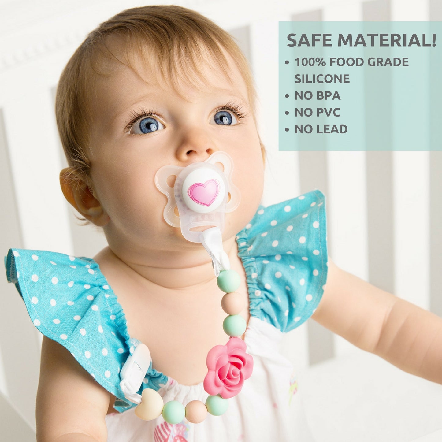 Silicone Pacifier Clip and Teether Holder Set - Colorful