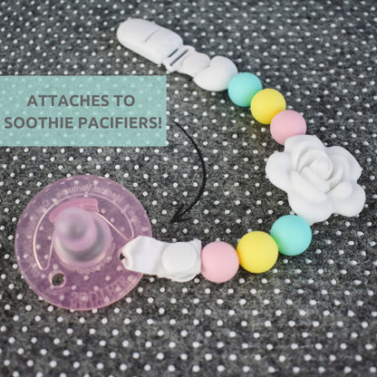 Silicone Pacifier Clip and Teether Holder Set - Colorful
