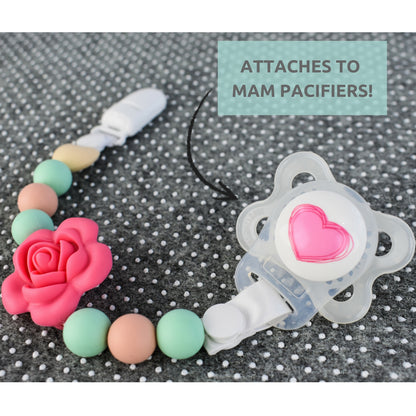 Silicone Pacifier Clip and Teether Holder Set - Colorful