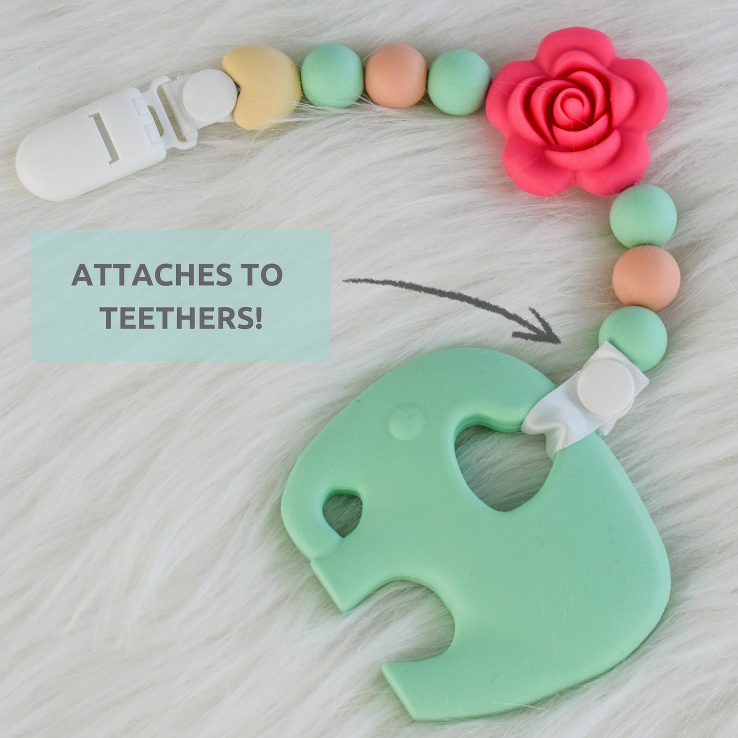 Silicone Pacifier Clip and Teether Holder Set - Colorful