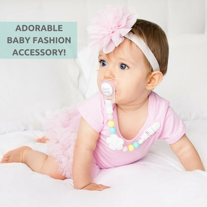 Silicone Pacifier Clip and Teether Holder Set - Colorful