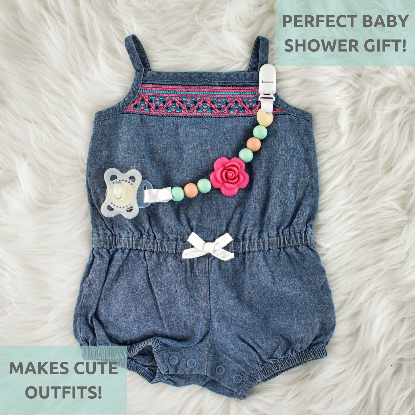 Silicone Pacifier Clip and Teether Holder Set - Colorful