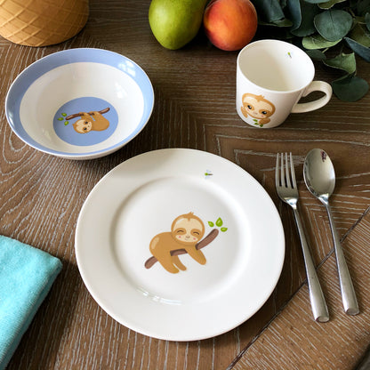 3 Piece Kids Ceramic Dinnerware Set - Sloth